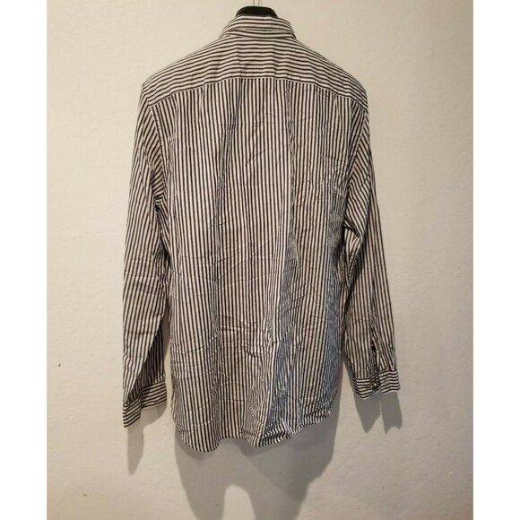 Seven in All Mankind Men's XL Black & White Striped Button Up Long Sleeve Shirt - Picture 3 of 12